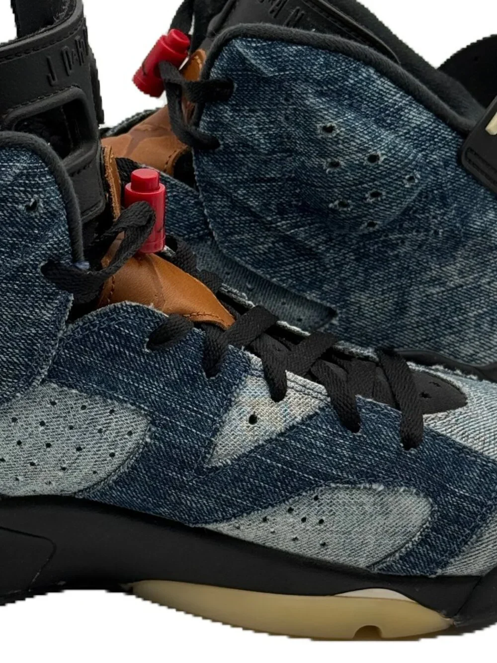 Jordan 6 Retro Washed Denim Sneakers Blue Black Size 12